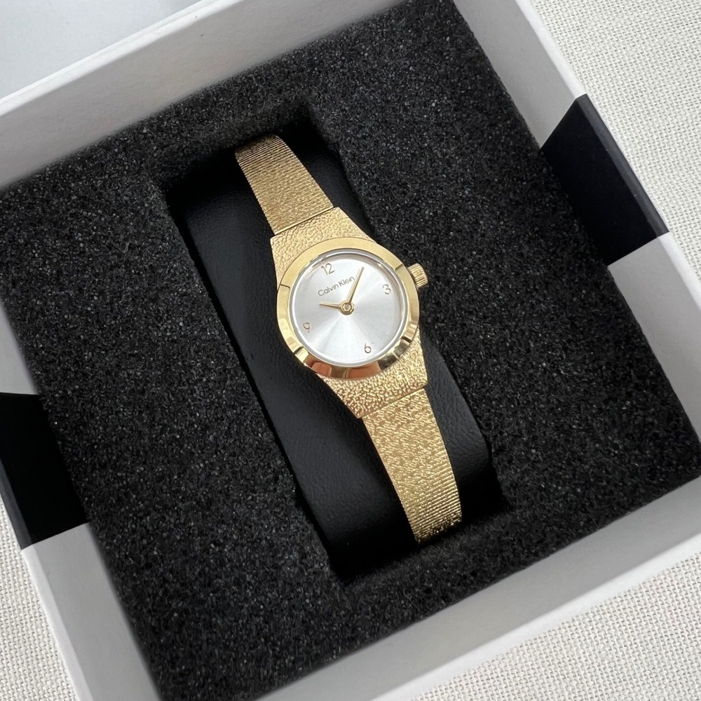 Calvin Klein Women's Gold-Tone Mesh Watch – Small Round Case, NWT